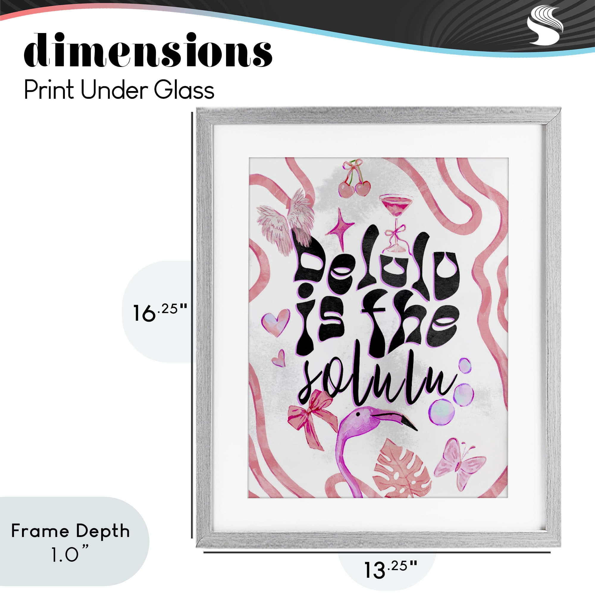 Stupell Industries Delulu Is The Solulu Gray Framed Print Under Glass, design by Ziwei Li