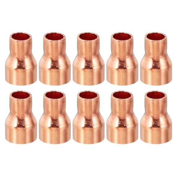Uxcell 1/2" to 5/16" ID Copper Reducer, 10pcs Copper Reducing Coupling Pressure Fitting Pipe Tube Connector Adapter