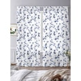 thumbnail image 3 of Blue Floral Sheer Curtains 84 Inch Length 2 Panels Set, Retro Blossom Flower Botanical Leaf Plant Voile Window Treatment Rod Pocket Curtains Sheers Drapes for Bedroom/Living Room/Kitchen 52"x84"x2, 3 of 7