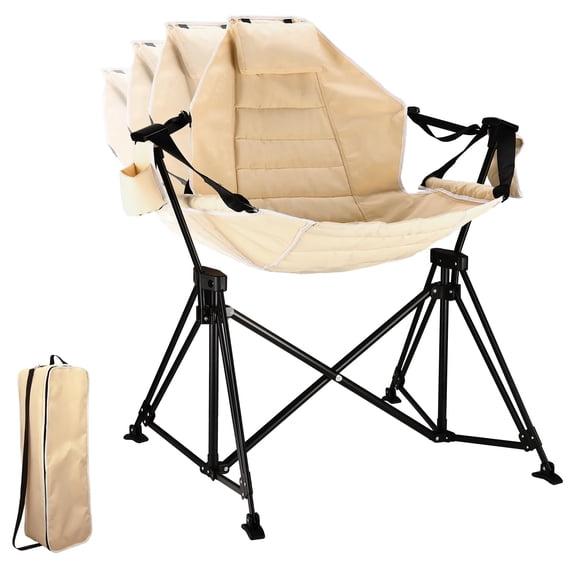 Hammock Camping Chair Folding 350lbs Foldable Portable Rocking Chairs for Adults Outside Swinging Camp with Stand Lawn Garden Hanging Outdoor