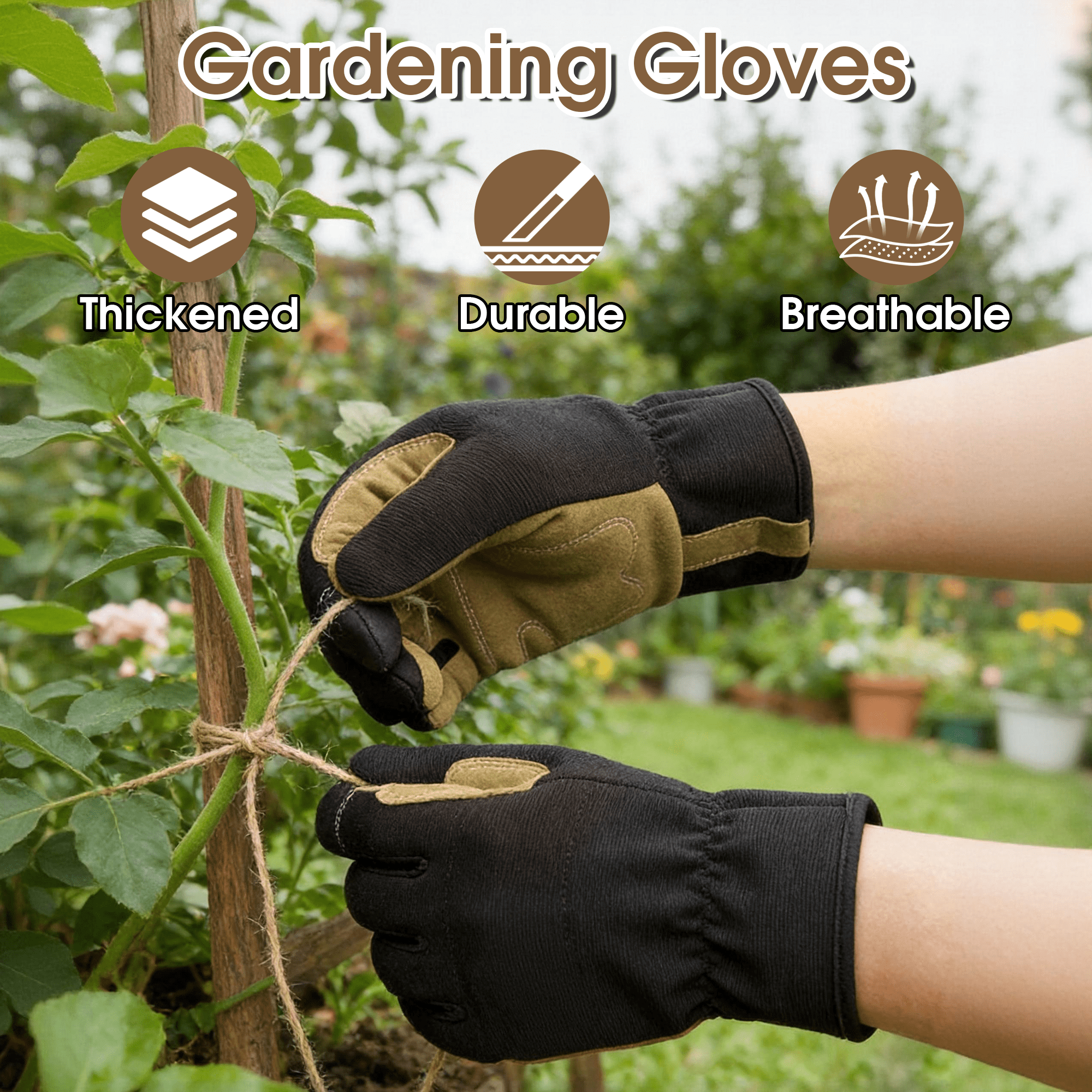 Utility Work Gloves, Heavy Duty Garden Gloves, Multipurpose Tough Utility Gloves for Yard Work, Construction, DIY Projects