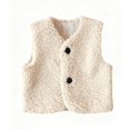 thumbnail image 4 of GiLiling Toddler Girls Boys Infant Fuzzy Teddy Vest Coat Furry Fleece V-Neck Sleeveless Gilet with Button Down Warm Plush Sherpa Outerwear (Beige, 3-4 Years), 4 of 4