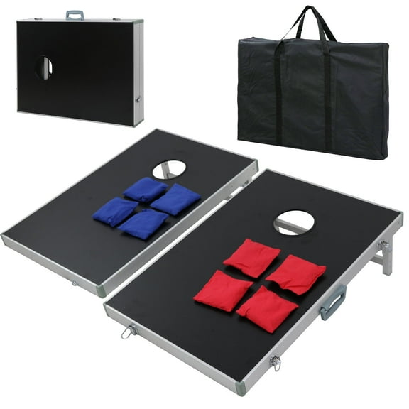 ZenSports 3FTx2FT Foldable Aluminum Cornhole Game Set Outdoor Bean Bag Toss W/Carry Case