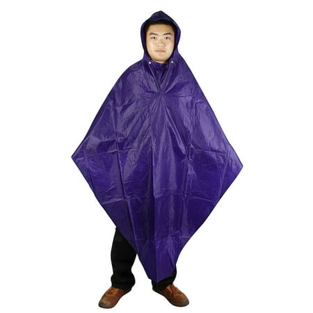 Adults Bicycle Press Stud Button Design Hood Bike Raincoat Poncho Purple
