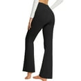 thumbnail image 4 of ValueVibe Womens Flare Yoga Pants with Pockets V Cross Waist Bootcut Pants Tummy Control Workout Leggings, Black L, 4 of 7