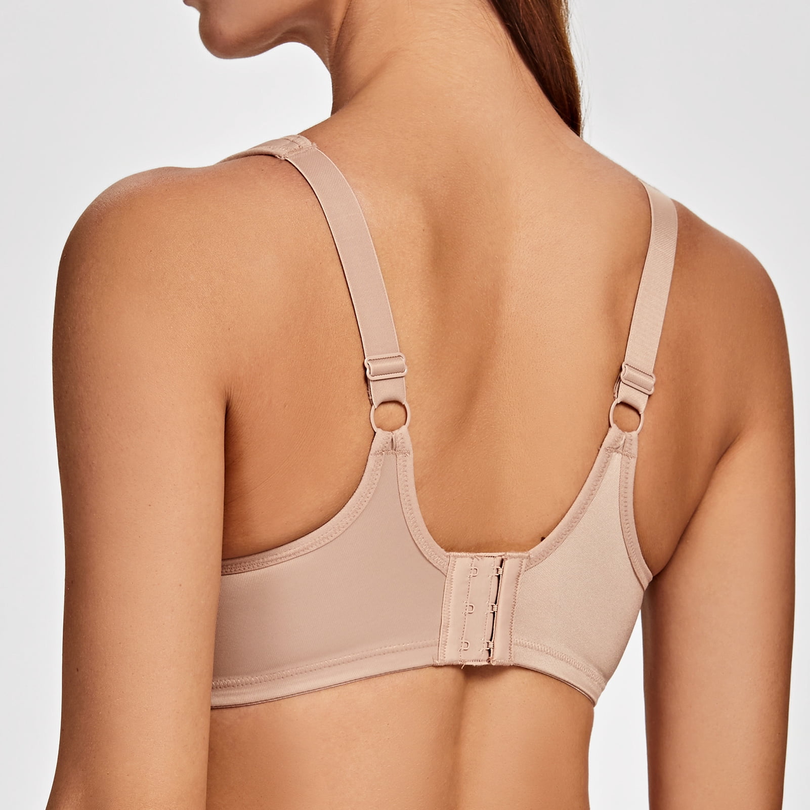 MELENECA Women's Floral Lace Non-Padded Minimizer Full coverage Underwire Bra Beige-Lace 42F