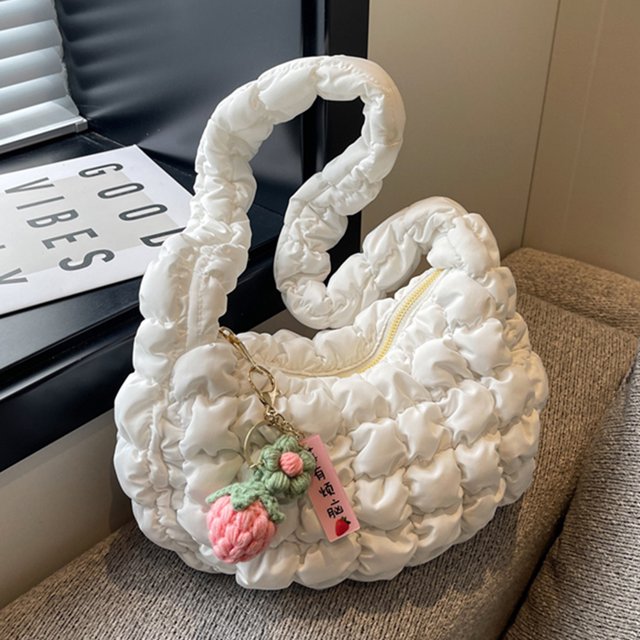 Bolsa De Hombro Bolsas de vagabundo para mujer, bolsa de pecho de ocio acolchada coreana, bolso de mano (beige) Sywqhk Para Estrenar