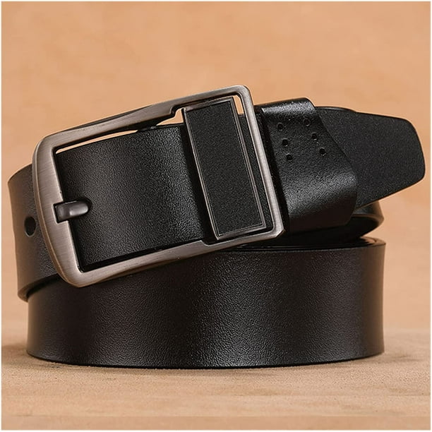 ATTOE Real Genuine Leather Belts for Man Male Casual Alloy Buckle