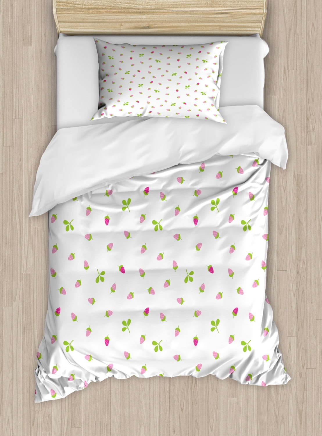 Strawberry Slice Print Pattern Duvet Cover Bedding Set