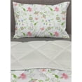 thumbnail image 3 of Flower Garden Comforter & Sham Bedding Set, Botanical Theme Floral Elements Colorful Blossoms Along Butterflies, 3 pcs Duvet Set Microfiber Filling Quilt, 5 Sizes, Sky Blue Pink Green, by Ambesonne, 3 of 4