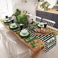 thumbnail image 4 of St. Patricks Day Table Runner Waterproof Rectangle Lucky Charm Table Cover White Black Stripes Coffee Kitchen Dining Table Decoration for Home Party Restaurant Supplies, 13 x 72 Inch, 4 of 6