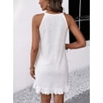thumbnail image 2 of White Eyelet Lace Sleeveless Halter A-Line Sundress With Ruffle Hem For Summer Vacation, 2 of 5