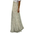 thumbnail image 3 of Ankle-Length Skirts for Women High Elastic Waisted A-Line Skirts Sequin Glitter Skirt Elegant Slim Maxi Skirt, 3 of 7