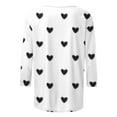 thumbnail image 4 of Meichang Valentines Day Shirts for Women Love Heart Print T-Shirts Casual 3/4 Sleeve Tops Crew Neck Loose Fit Valentines Day Blouses, 4 of 5