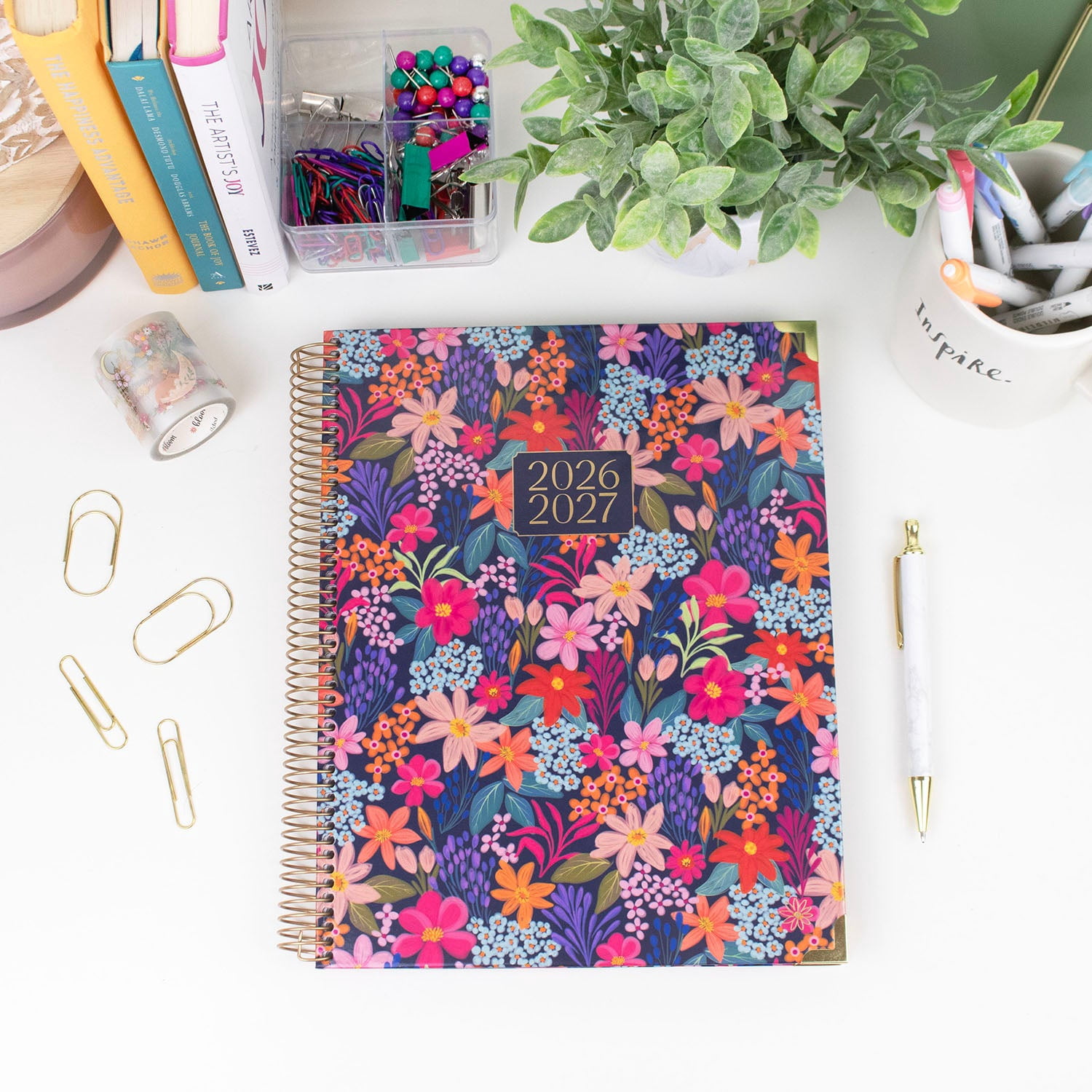 bloom daily planners 2026-2027 Academic Planner, 13-Month Monthly & Weekly Hard Cover, 8.5" x 11", Floral Fiesta