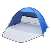 Beach Tent Shelter for 3-4 Person Sun Waterproof Windproof ,Easy Set Up Portable Lightweight UV Protection Beach Shelter with Floor Extend and Back Zip for Backpacking Camping Beach Shade