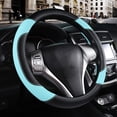 thumbnail image 1 of HSHDLDF Leather Car Steering Wheel Cover Non-Slip Car Wheel Cover Protector Breathable Microfiber Leather Universal Fit for Most Cars (Blue), 1 of 5