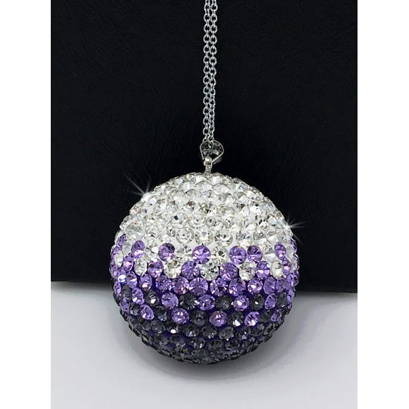 Bling Car Decor Purple Crystal Ball Car Rear View Mirror Charm, Purple Ombre Rhinestone Hanging Car Ornament, Bling Car Accessories, Crystal Sun Catcher Ornament Car Glam Decoration Charm (Purple)