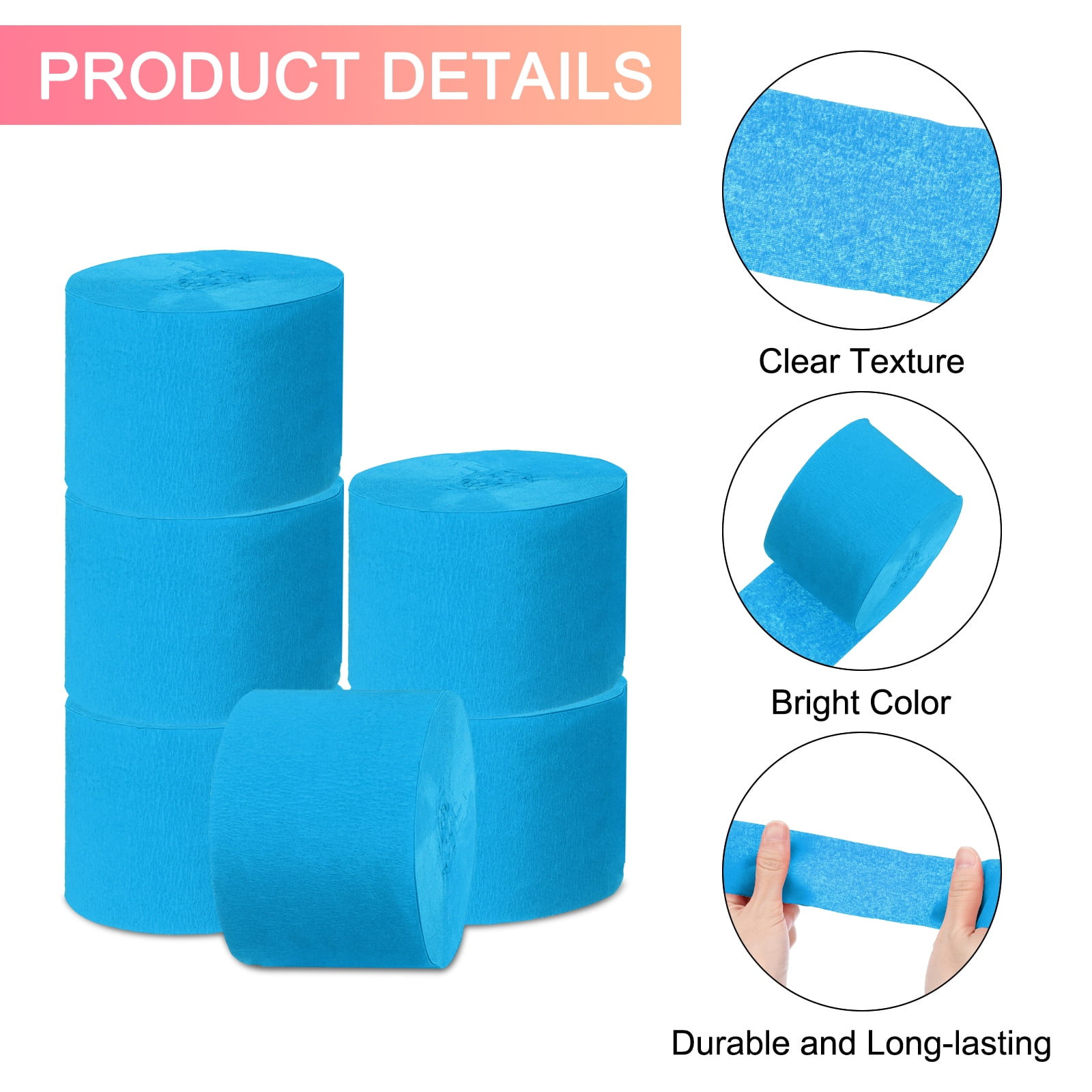 Unique Bargains 10Pcs Crepe Paper Streamers for Party Sky Blue 1.8in x 82ft