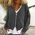 thumbnail image 4 of Lmnyox Women's Fuzzy Cardigan V Neck Zip Up Fleece Jacket Fashion Thermal Long Sleeve Coat Solid Outerwear, 4 of 5