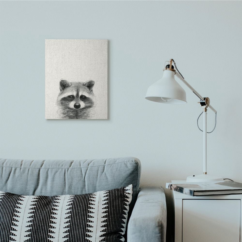 Stupell Industries Raccoon Portrait Grey Drawing Design Canvas Wall Art by Victoria Borges
