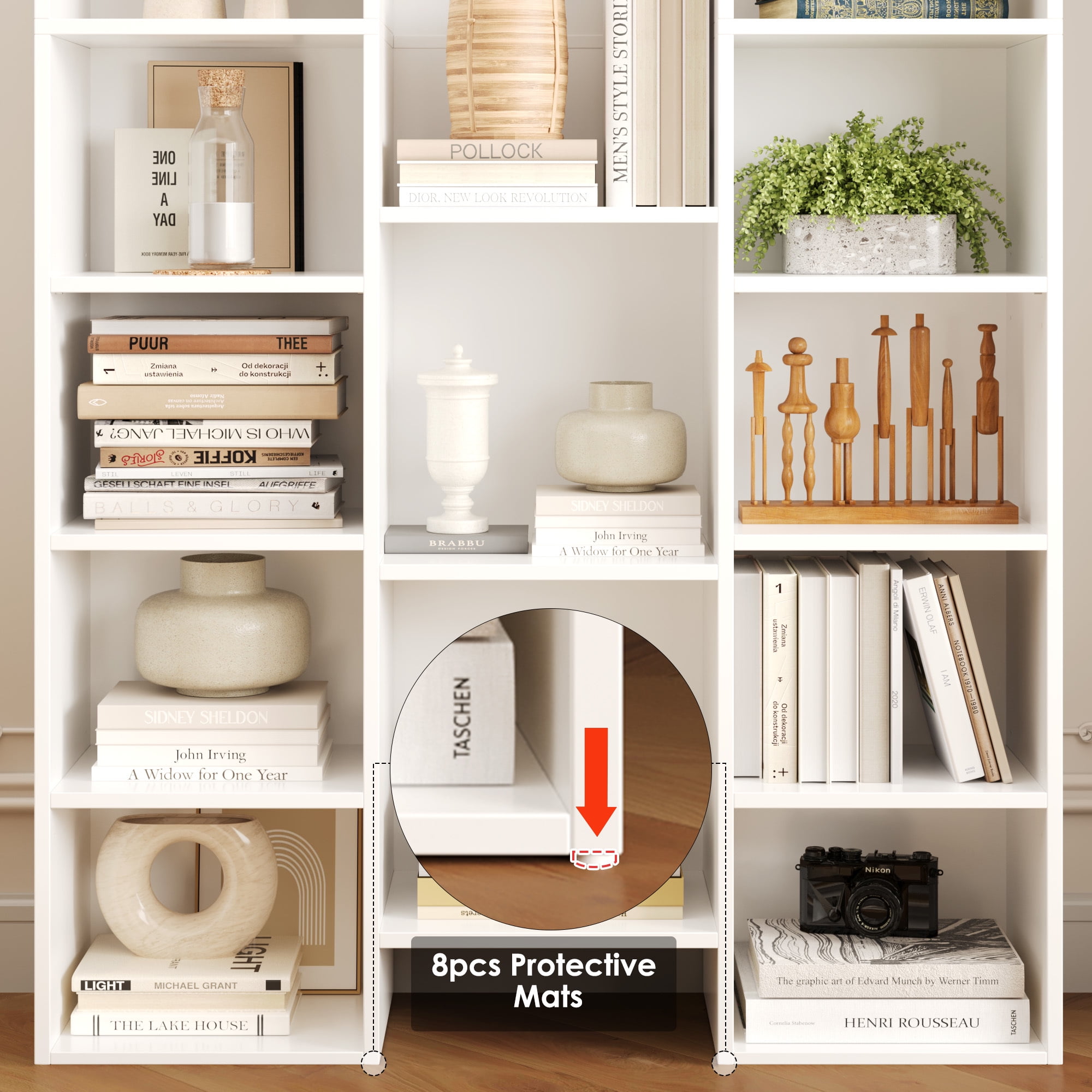 Homfa 21-Cube Bookcase, 71’’ Tall Wooden Bookshelves with Adjustable Shelves, Triple Wide CD Display Storage Organizer Shelf for Home Office, White