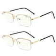 2 Pairs Mens Half Frame Reading Glasses Metal Progressive Multifocal