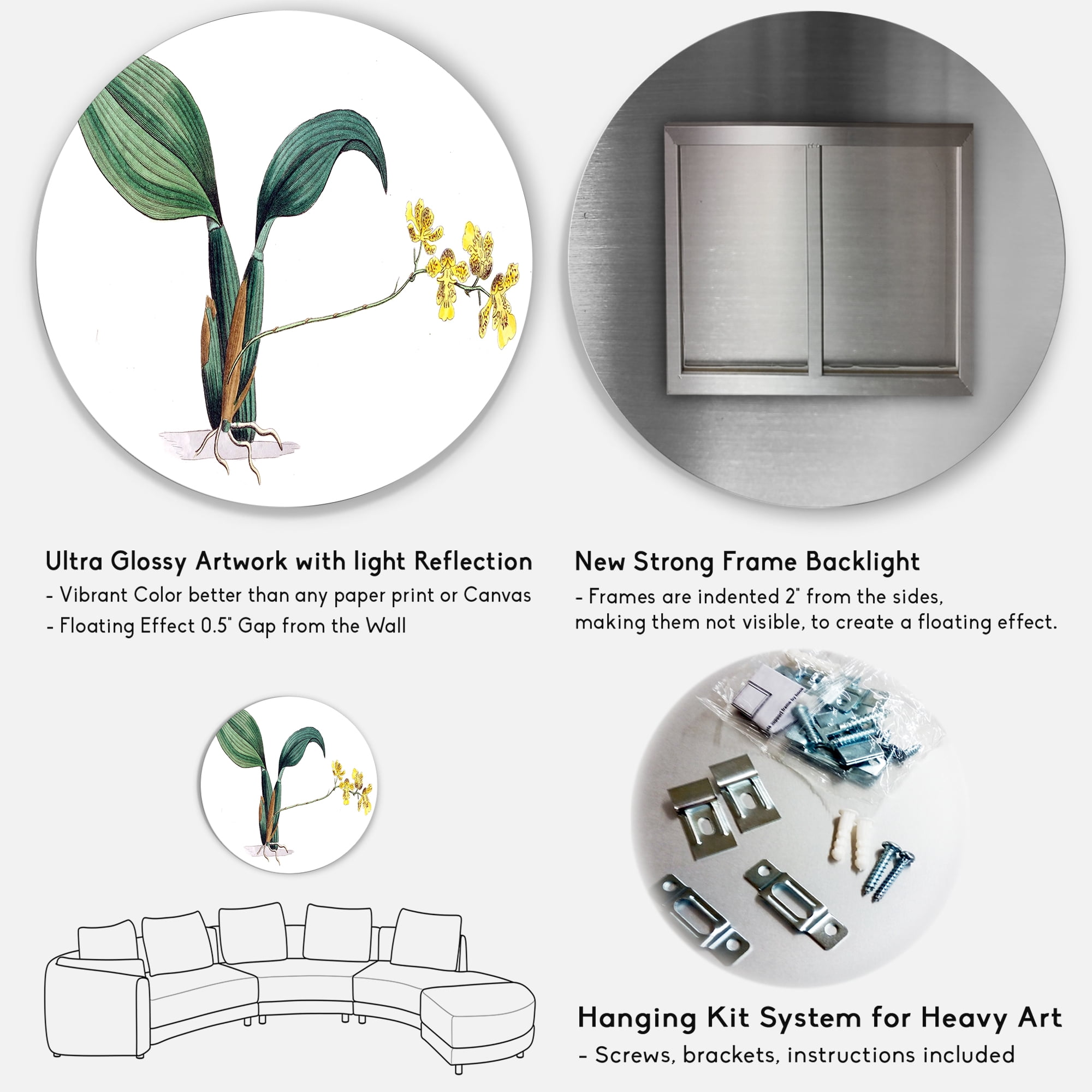 Designart 'Ancient Plant Life VI' Traditional Circle Metal Wall Art 36x36 - Disc of 36