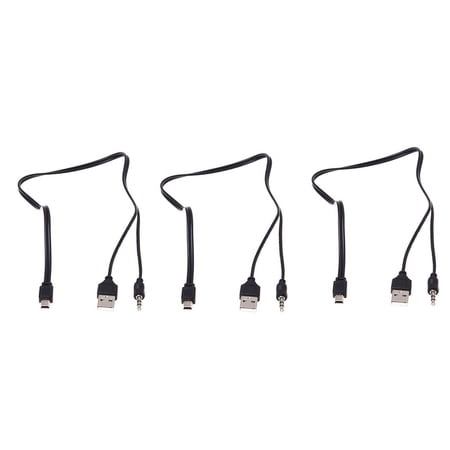 3 Pcs 3.5mm Aux USB2.0 Male Mini 5 Pin USB Portable Speaker Audio Cable