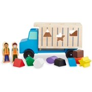 Melissa & Doug Shape-Sorting Wooden Dump Truck Toy With 9 Colorful Shapes and 2 Play Figures