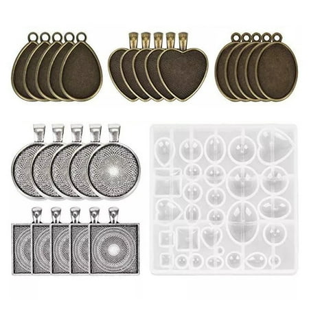 31Pcs DIY Silicone Resin Molds Pendant Jewelry Molds Crystal Craft Kit for DIY Jewelry Craft