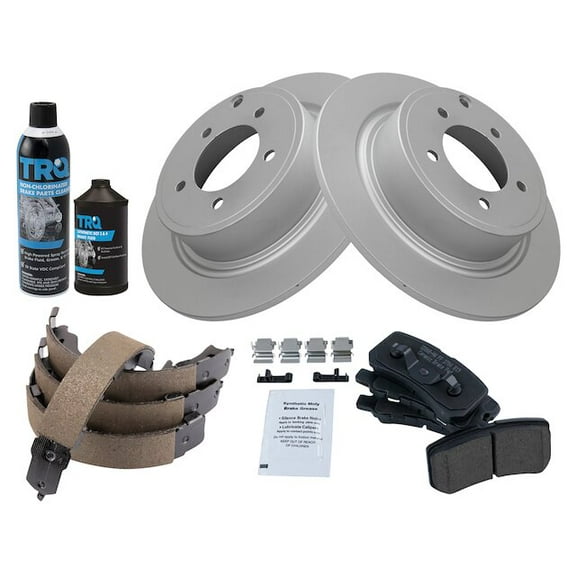 Rear Brake Pad Rotor Shoe Drum Kit - Compatible with 2007 - 2017 Jeep Compass 2008 2009 2010 2011 2012 2013 2014 2015 2016