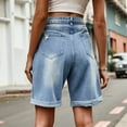 thumbnail image 4 of Womens Jean Shorts Knee Length Trendy Y2k High Waisted Wide Leg Casual Summer Shorts with Pockets Light Blue XXL, 4 of 8