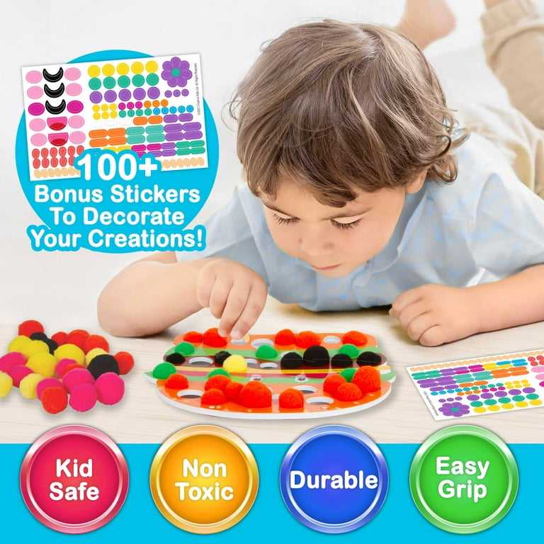 Creative Kids So Yummy! Pom Pom Art Kit for Kids - Create 5 Food-Theme  Boards - Color Sorting Activity Set Reusable Craft Projects for Kids 3+ 