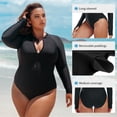 thumbnail image 3 of RELLECIGA Women's Black Rash Guard Long Sleeve UV Protection Women Swimwear Deep V-Neck Slimming Surfing Zipper One Piece Swimsuit Sexy Monokini One piece Bathing Suits Size L, 3 of 11