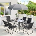 thumbnail image 2 of Outsunny Ensemble de 8 Pcs Table et Chaises de Patio avec Parasol pour Jardin, Noir, 2 of 10