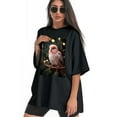 thumbnail image 3 of Plus Size Shirt for Women Black Tops for Women Short Sleeves Shirt for Women Red-Browed Bird Pink 1 T Shirt Crewneck Shirt for Women 4XL, 3 of 5