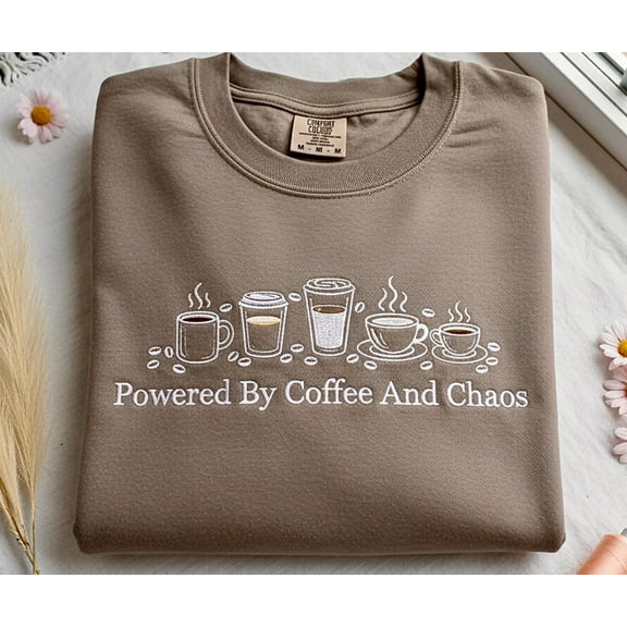Embroidered Coffee Sweatshirt: Funny Cozy Pullover, Caffeine Lover Gift