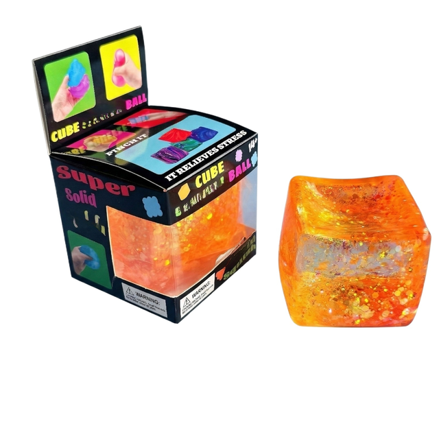 Moonsky cubo de hielo aurora con caja, 2.3 pulg (5.8 cm), juguete Caramelo de Malta sensorial, aprieta y estira, efecto arcoíris, viene en empaque, 1 caja