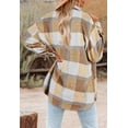 thumbnail image 2 of Camisas de cuadros cepillados para mujer, chaquetas tipo sobretodo con solapa de franela de manga larga y botones con bolsillos, 2 of 3