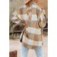 thumbnail image 2 of Camisas de cuadros cepillados para mujer, chaquetas tipo sobretodo con solapa de franela de manga larga y botones con bolsillos, 2 of 3
