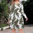 thumbnail image 2 of Christmas Pine Cones Green Long Sleeve Dresses For Women Vintage Elegant Party Dress Oversized V-neck Dress S-8XL, 2 of 7