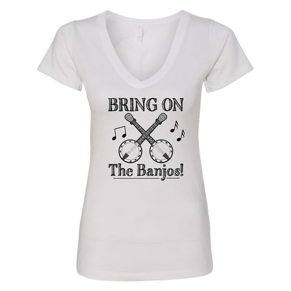 Inktastic Banjo Music Bluegrass Women's V-Neck T-Shirt