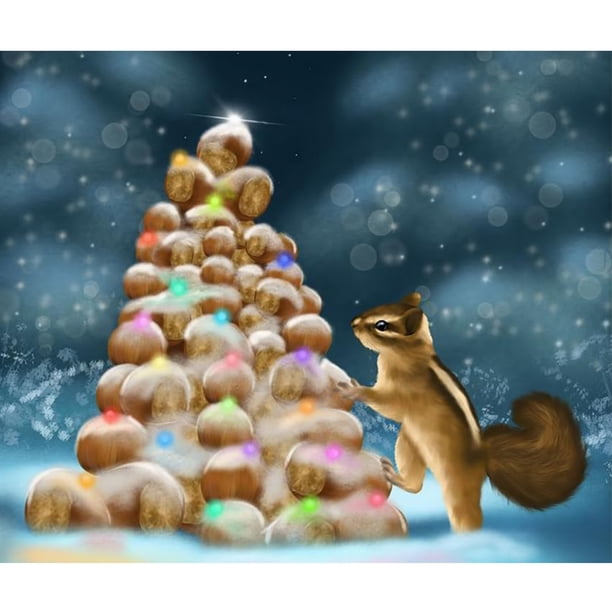 Kit de pintura de diamantes (DB1908) Animal en la nieve Cuadro de diamantes de imitación redondo completo (LD34) 45x60cm Hugtrwg Para estrenar