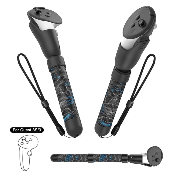 Rechale Handle Attachments for Meta Quest 3/3S, Controller Accessories for Quest 3/3S, VR Game Gorilla Tag Long Arms Sticks, Beat Saber Handle Extensions Grips for Meta Quest 3/3S