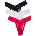 thumbnail image 1 of Women's 3-Pack Lace Stretch Thong Panty Thin Lace Hollowed Out T Back Low Waist Underwear See Through Thong Panties, 1 of 8