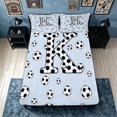 thumbnail image 4 of meiyoeat Football Monogrammed K Bed Sheets for Boys, Blue Sport Soccer Full Size Sheets, 4 Pieces, 1 Flat Sheet, 1 Fitted Sheet and 2 Pillowcases, 4 of 5
