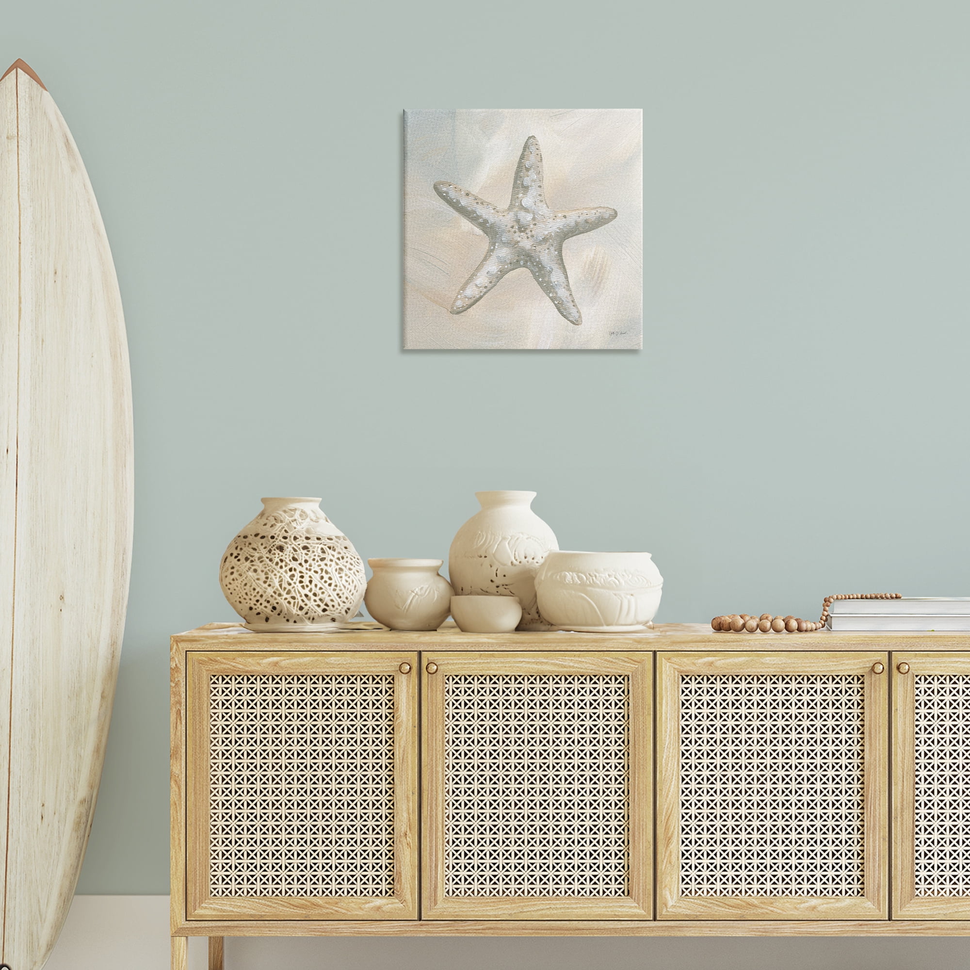 Stupell Industries Simple Beige Starfish Coastal Painting Gallery Wrapped Canvas Art Print Wall Art, 24 x 24
