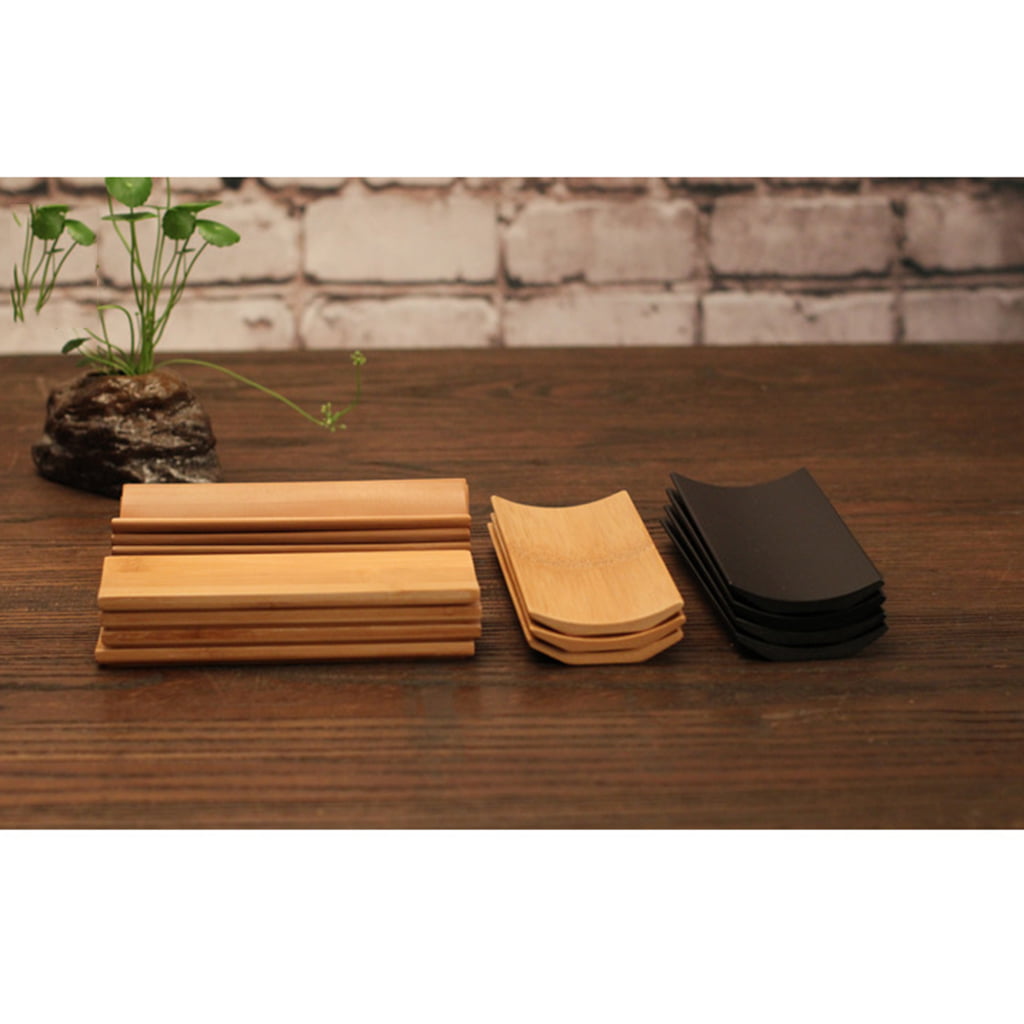 Japanese Tea Ceramony Accessory Natural Bamboo Tea Towel Holder Scoop Black 