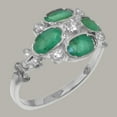 thumbnail image 2 of LBG British Made 9k White Gold Natural Diamond & Emerald Womens Statement Ring - 33 size options - Size 11.5, 2 of 6